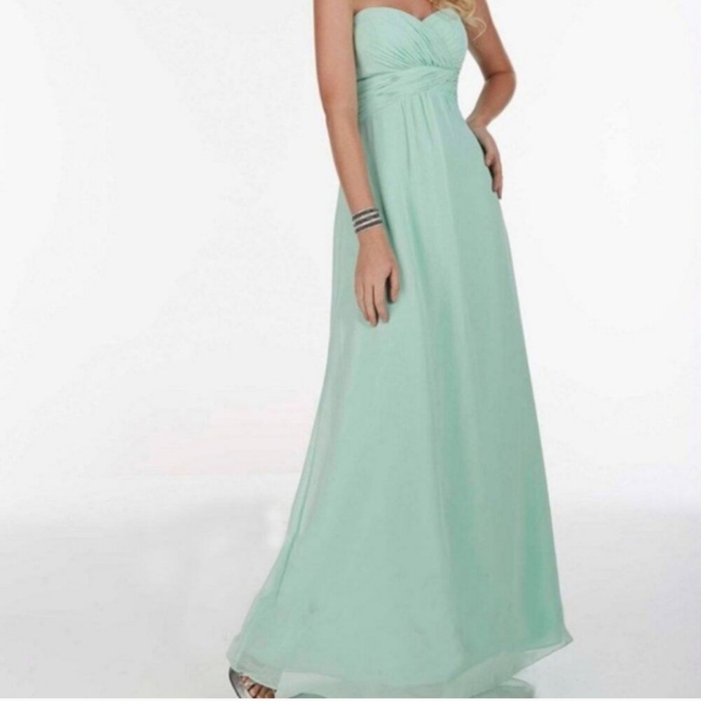 Christina Wu Sky Blue Chiffon Strapless Dress, Size 6